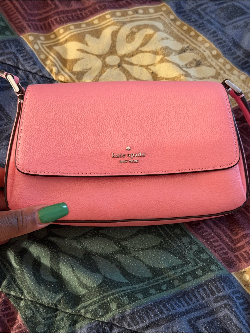 kate spade Coral Pink Pebbled Leather Crossbody